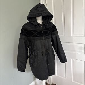 Vintage Charles Klein Ladies Hooded‎ Leather Jacket Size Medium Paisley